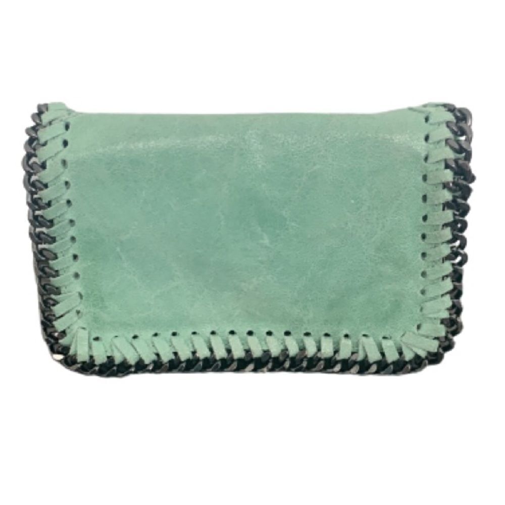 Borse In Pelle Stella Green Clutch & Crossbody Bag in Leather - Picture 5 of 11